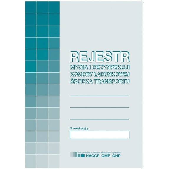 Rejestr mycia i dez.komory ładn.śr.trans PU/H-91-3
