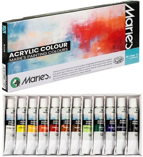 Farby akrylowe 12kol 12ml Maries