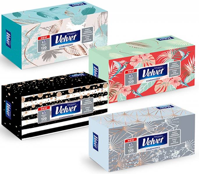 Chusteczki kartonowe VELVET 120szt. 3w.