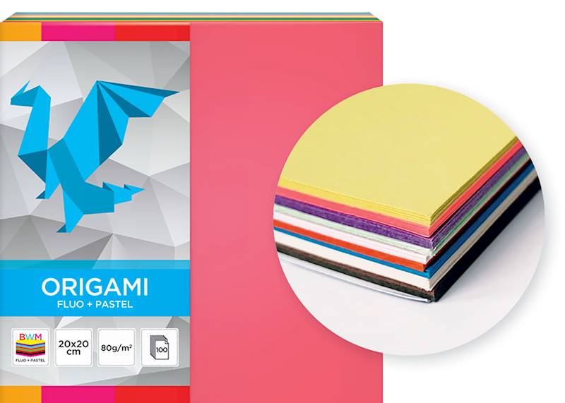 Papier do origami 20x20 100k Fluo/Pastel Interdruk