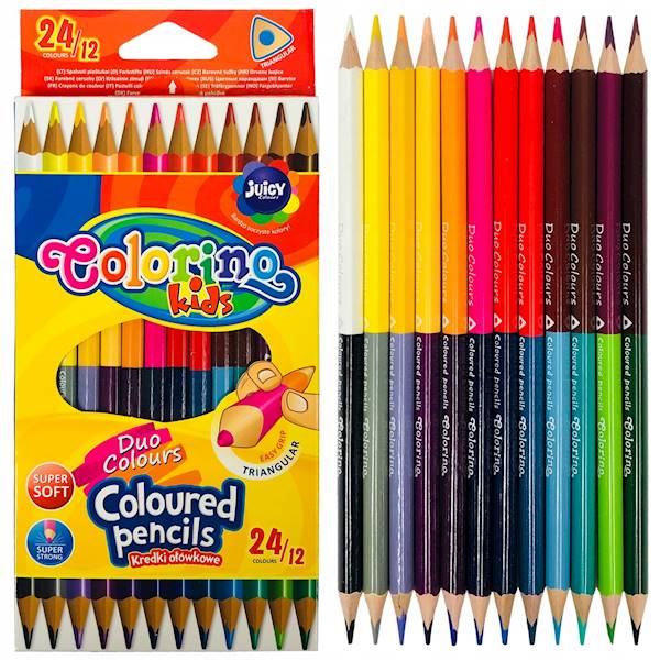 Kredki 12 kol PATIO Colorino dwustronne 12 / 24