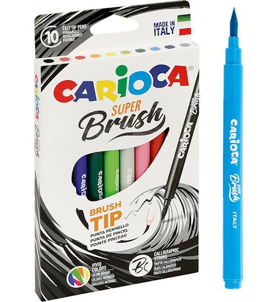 Flamastry 10 kol. CARIOCA Brush Tip