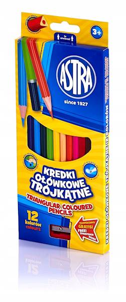 Kredki ASTRA 12 kol Trójkątne