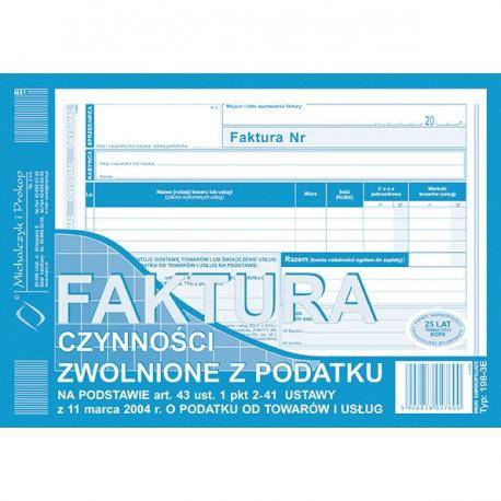 Faktura A5 dla zwol.art. 43 Michalczyk TYP198-3E