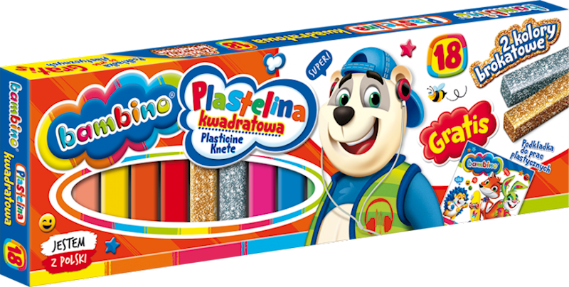 Plastelina 18 kol BAMBINO Kwadratowa