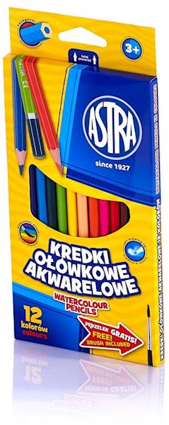 Kredki ASTRA 12 kol akwarelowe