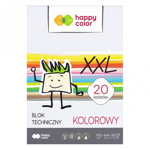 Blok techniczny A4 kolor 170g/20k Happy Color