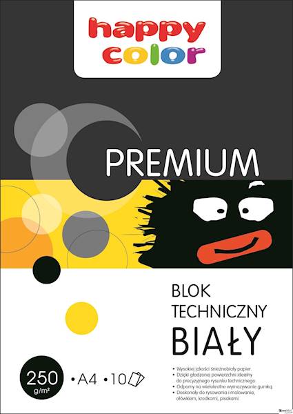 Blok techniczny A4 biały 250g Happy Color 10k 