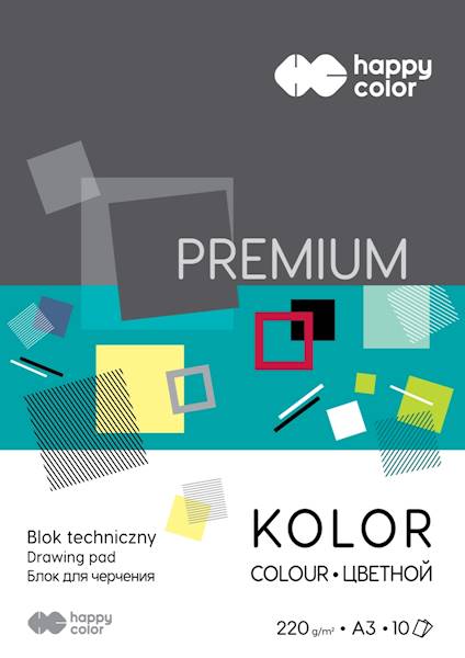 Blok techniczny A3 kolor 220g/10k Happy Color