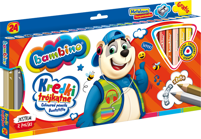 Kredki 24 kolory JUMBO BAMBINO Trójkątne 