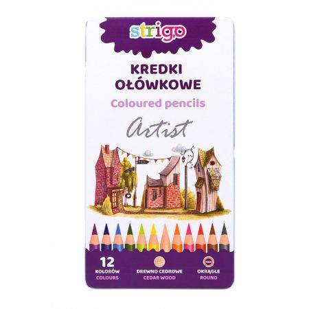 Kredki 12 kol STRIGO Artist metalowe opakow.