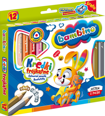 Kredki 12 kolorów JUMBO BAMBINO Trójkątne   