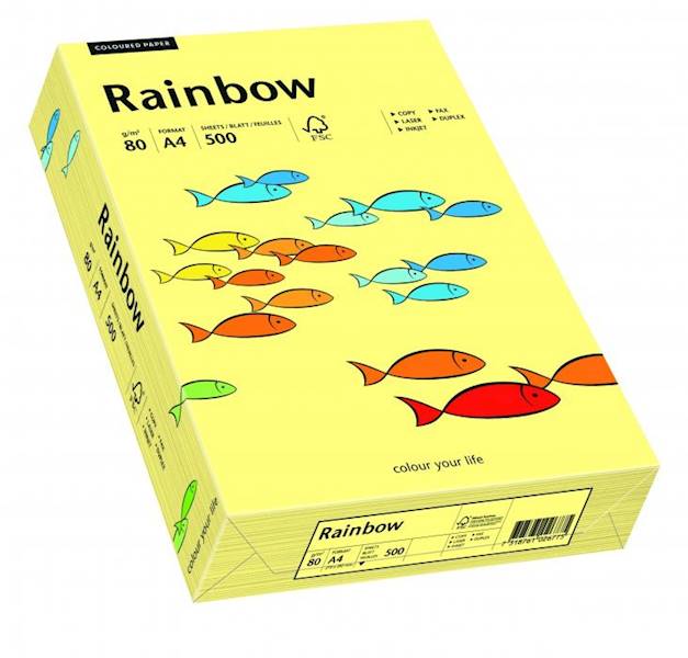 Papier  RAINBOW A4/ 80g (12) j.żółty