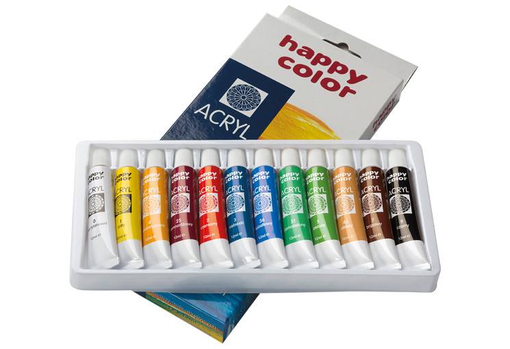 Farby akrylowe 12kol 12ml. Happy Color
