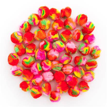 Pompony akrylowe 2,5cm tęczowe 50szt
