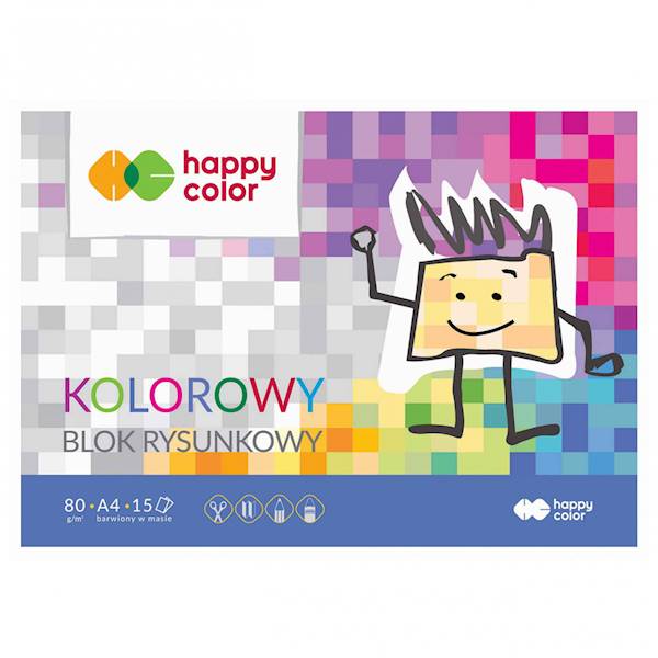Blok rysunkowy A4 kolor  80g/15k Happy Color