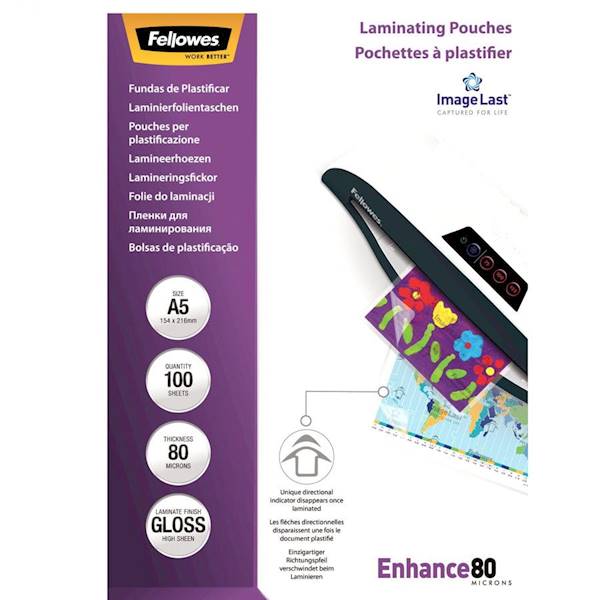 Folia A5  80mic (100szt) FELLOWES do laminowania