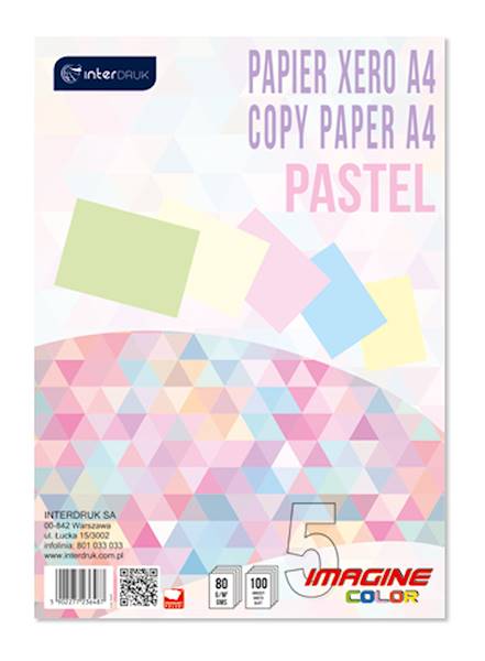 Papier ksero A4 mix/kolor pastel 100ark INTERDRUK