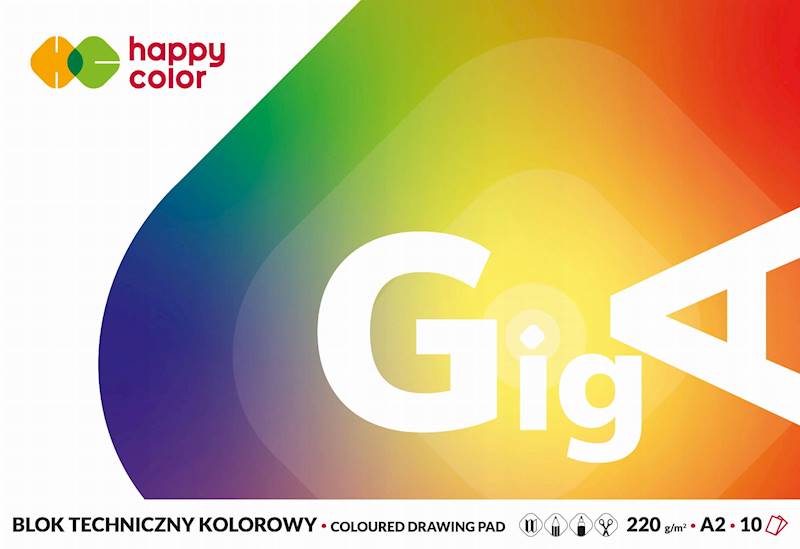 Blok techniczny A2 kolor 220g/10k Happy Color