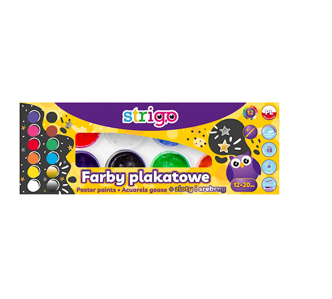 Farby plakatowe 12 kol. 20ml.