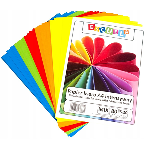 Papier kolor A4/80g 100ark mix 5kolor intensywny