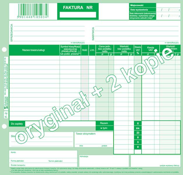 Faktura Vat  2/3 A4 1+2