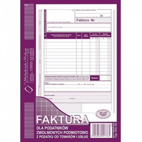 Faktura A5 dla zwol z VAT MiP pion TYP 202-3E