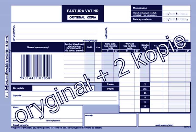 Faktura Vat  A5 F- 3 (1+2) 
