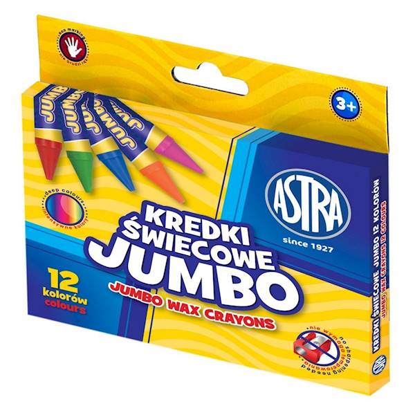 Kredki ASTRA  12 kol świecowe JUMBO