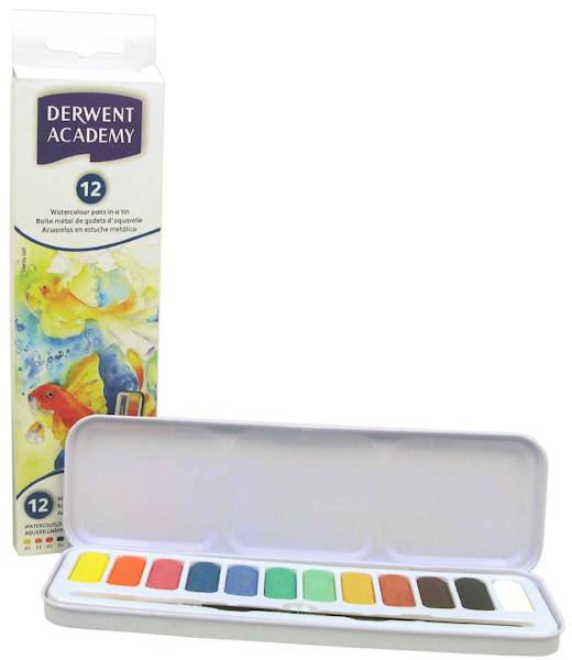 Farby akwarelowe 12 kol. w kostkach DERWENT
