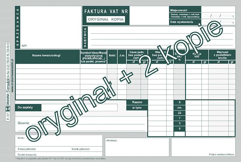 Faktura Vat  A5 F-17 (1+2) 