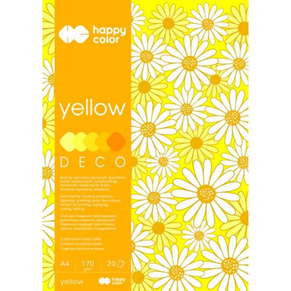 Blok dekoracyjny A4 170g. YELLOW Happy Color