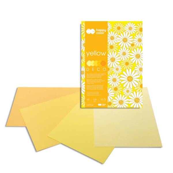 Blok dekoracyjny A4 170g. YELLOW Happy Color