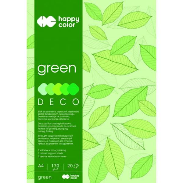 Blok dekoracyjny A4 170g. GREEN Happy Color