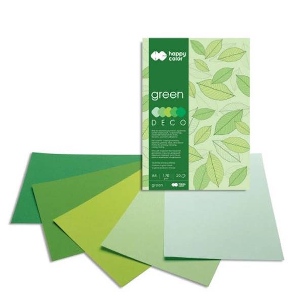 Blok dekoracyjny A4 170g. GREEN Happy Color