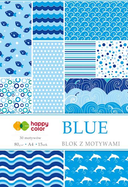 Blok z motywami A4 80g/15k BLUE Happy Color