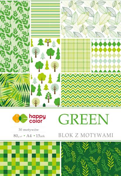 Blok z motywami A4  80g/15k GREEN Happy Color