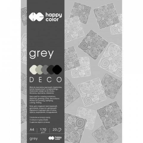 Blok dekoracyjny A4 170g. GREY Happy Color