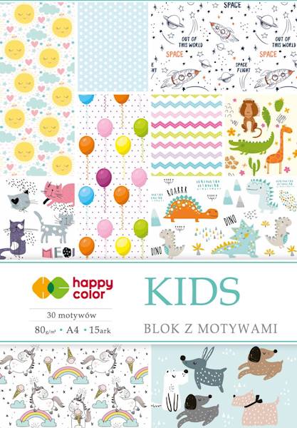 Blok z motywami A4  80g/15k KIDS Happy Color