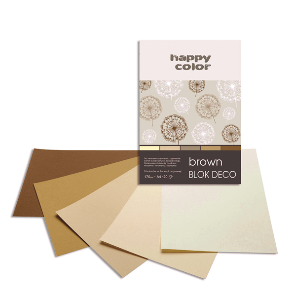 Blok dekoracyjny A4 170g. BROWN Happy Color
