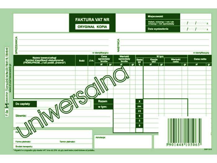 Faktura Vat  A5 1+1 F-3A brutto 