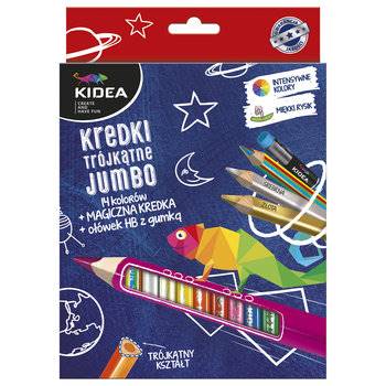 Kredki 14 kol KIDEA Jumbo trójkątne