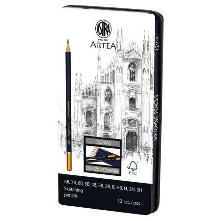 Ołówek do szkicowania  12szt. Artea mix ASTRA