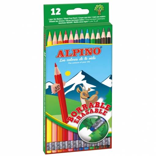 Kredki ALPINO 12 kol z gumką
