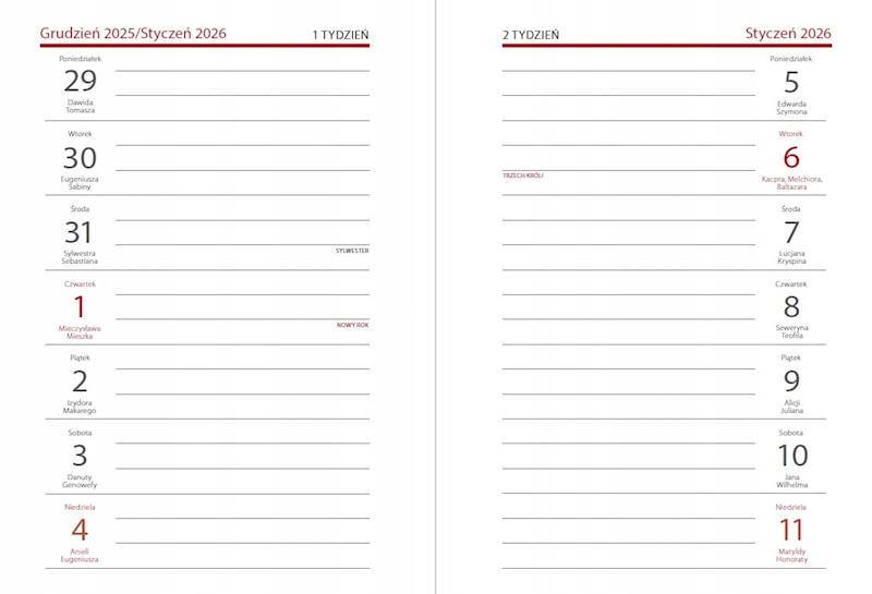 Kalendarz kieszonkowy