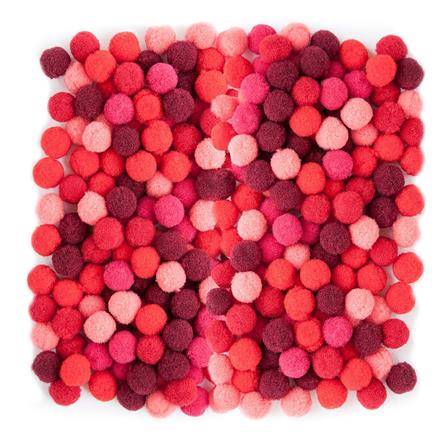 Pompony poliestrowe  1cm mix czerwony 120szt