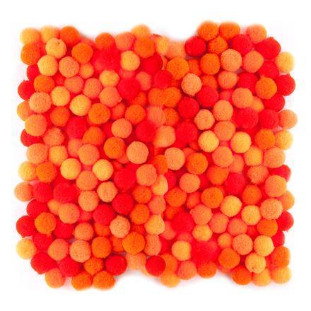 Pompony poliestrowe  1cm mix pomarańczowy 120szt