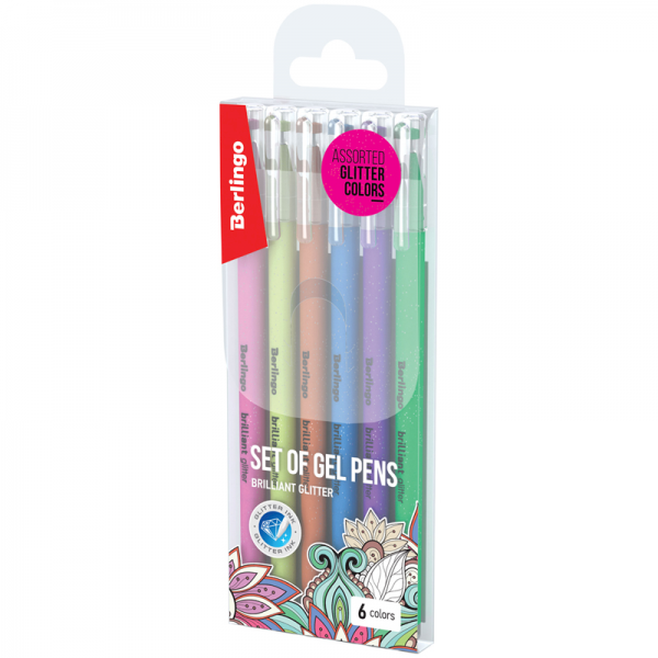 Długopis Berlingo żelowy 1 mm Glitter 6 kolorów