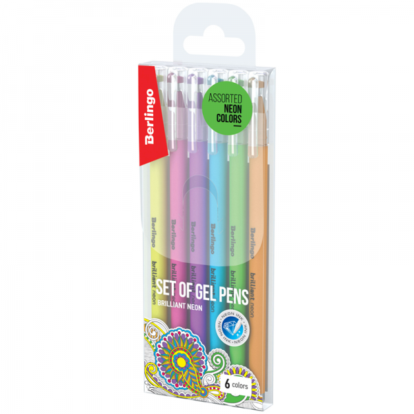 Długopis Berlingo żelowy 0.8 mm Neon 6 kolorów