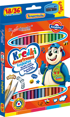 Kredki BAMBINO 18/36 kol drew dwustron. TRÓJKĄTNE 